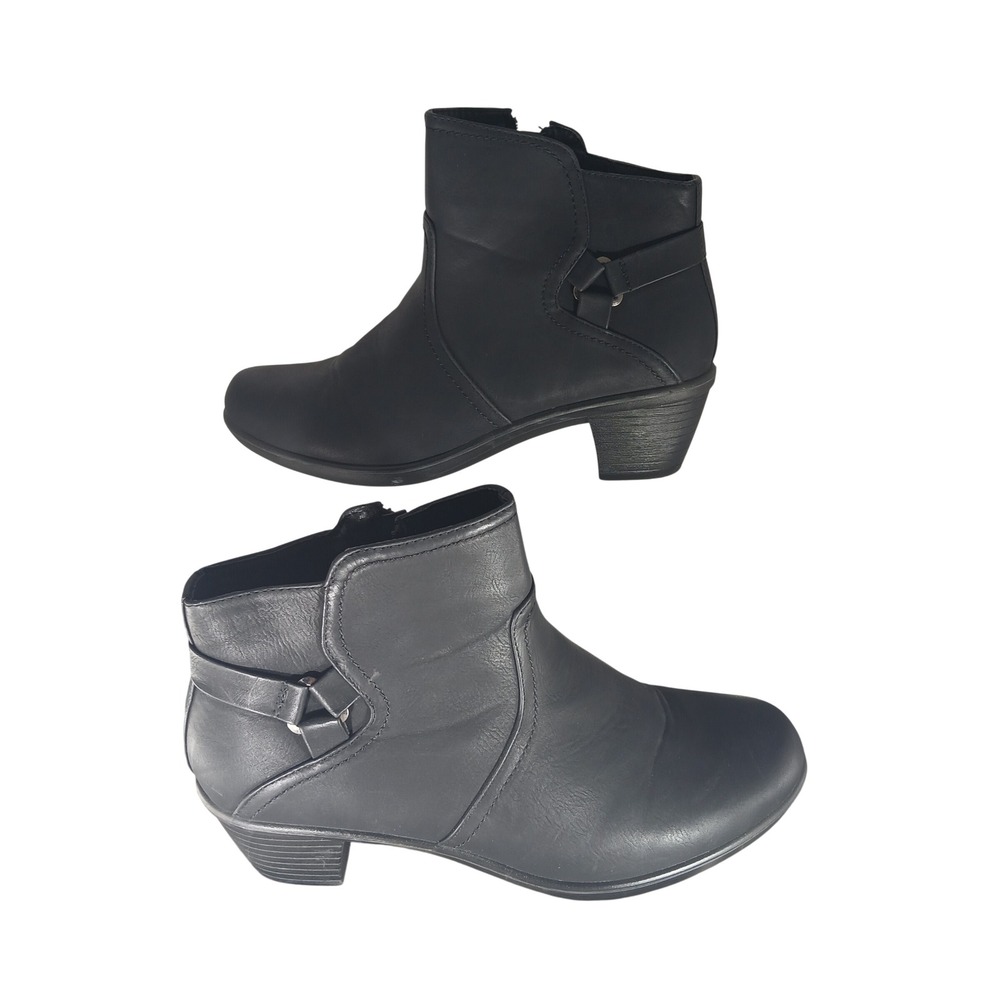 Easy Street Comfort Wave Ankle Boots 11M Black Block Heel Boots Office Classic